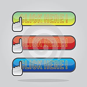 click here button. Vector illustration decorative design