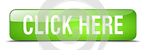 Click here green square isolated web button