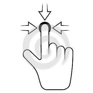 Click here the hand icon with the button pointer finger and arrow