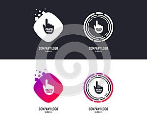 Click here hand sign icon. Press button. Vector