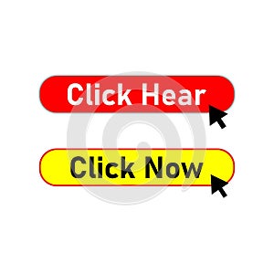 Click here and click now web buttons set.