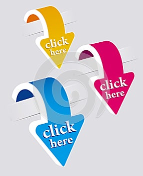 Click here stickers set. photo