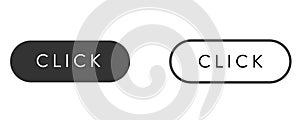 Click here web buttons with hand cursor. Click button