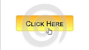Click here web interface button clicked mouse cursor, orange color, advertising