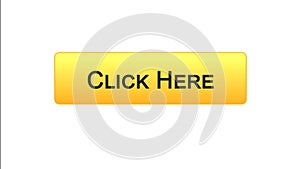 Click here web interface button orange color, browsing web-site, advertising