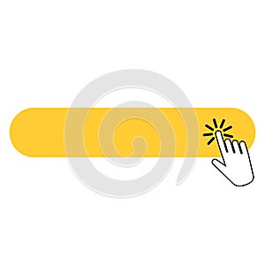 Click icon button with hand clicking on it, isolated vector for website