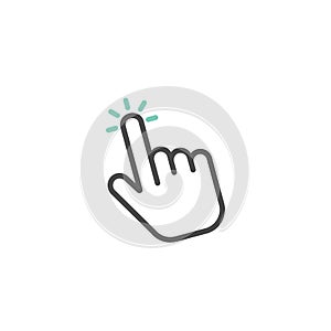 Click icon in linear style. Hand clicking icon. Vector photo