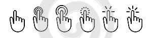 Click icon, mouse cursor vector pointer. finger point web internet link in computer. hand symbol isolated on white background