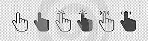 Click icon set. Clicking hand symbol. Finger cursor vector