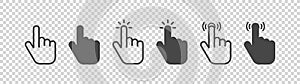 Click icon set. Clicking hand symbol. Finger cursor vector photo