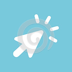 Click icon. For websites and apps. Image on blue background. Flat line vector illustration.