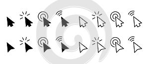 Click icon set. Arrow cursor. Mouse click cursor. Mouse pointer. Modern vector icons isolated on white background.