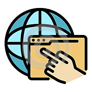 Click internet icon color outline vector