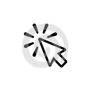 Click line icon in flat style. Click symbol