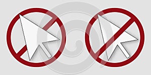 click ban prohibit icon. Not allowed click mouse. photo