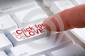 Click for LOVE button on computer keyboard online dating search