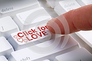 Click for LOVE button on computer keyboard online dating search photo