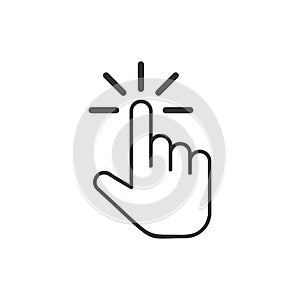 Click mouse icon in flat style. Pointer vector illustration on white isolated background. Hand push button business concept