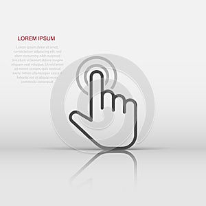 Click mouse icon in flat style. Pointer vector illustration on white isolated background. Hand push button business concept