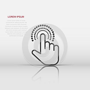 Click mouse icon in flat style. Pointer vector illustration on white isolated background. Hand push button business concept