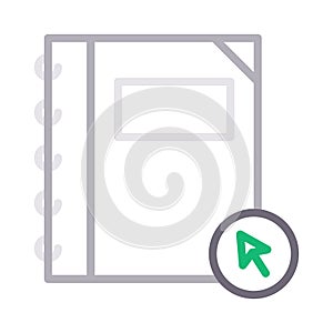 Click notebook thin color line vector icon