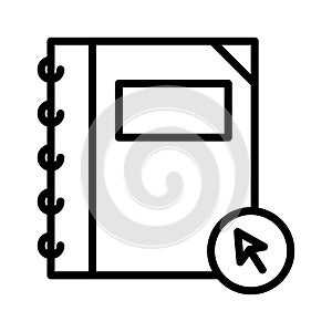 Click notebook thin line vector icon