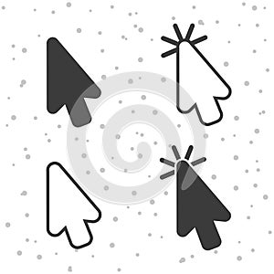 Click pointer icons. Cursor symbols for apps and websites