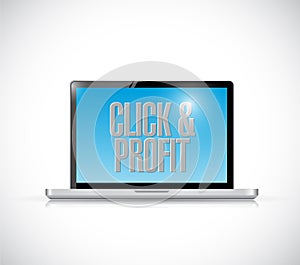 Click and profit laptop illustration design