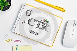 Click through rate CTR inscription in notebook