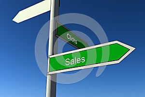 Click and sales signs