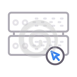 Click server thin color line vector icon