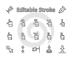 Click Set of Buttons related Vector Icons. Contains such Icons as Cursor, Mouse, Hand, Index Finger, Arrow and more