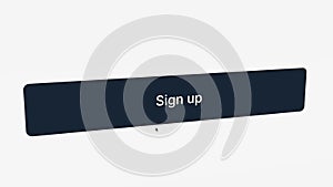 Click on sign up button by cursor pointer on a computer screen.
