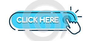 Clicked button with pressing finger icon