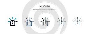 Clicker icon in different style vector illustration. two colored and black clicker vector icons designed in filled, outline, line