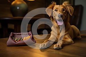 clicker and treat pouch on a table for training sessions