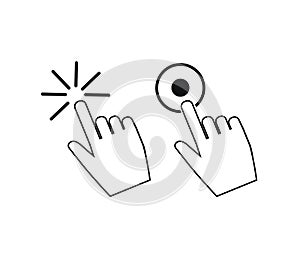 Clicking finger icon, hand pointer on white background vector. click icon stock vector illustration flat design. Touch vector