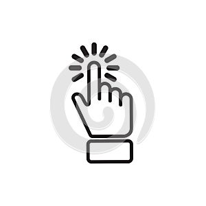 Clicking finger line icon, hand pointer. Vector illustration