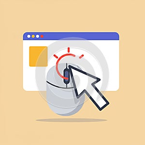 Clicking Mouse on Website Interface Illustration