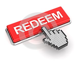 Clicking a redeem button, 3d render photo