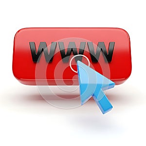 Clicking the www button with a cursor icon for website access and internet navigation