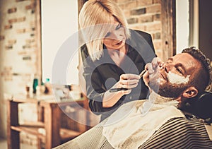 Client in barber shop