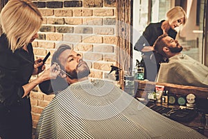 Client during beard and moustache grooming