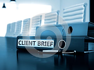 Client Brief on Office Folder. Blurred Image. 3D.
