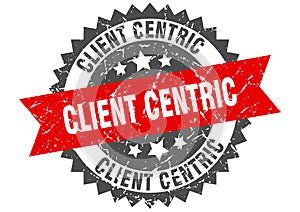 Client centric stamp. client centric grunge round sign.