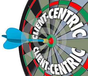 Client-Centric Words Dart Board Targeting Customer Service