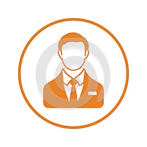 Client, employee, business man icon. Orange color vector design