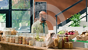 Client entering local grocery store