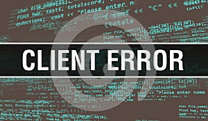 Client error with Digital java code text. Client error and Computer software coding vector concept. Programming coding script java