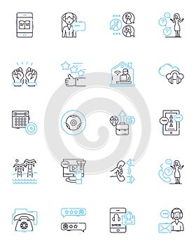 Client loyalty linear icons set. Commitment, Retention, Dedication, Satisfaction, Trust, Loyalty, Dependability line